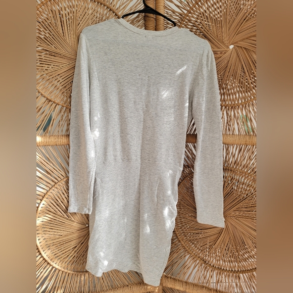 Monrow Dress Size M NEW Light gray Short Tie at Skirt Front Long Sleeve Knit - Picture 4 of 4